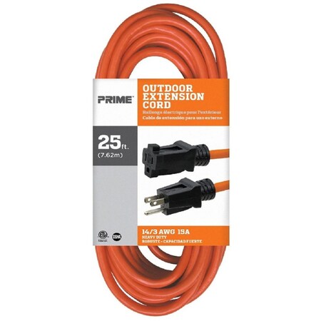 Prime Wire & Cable Prime Outdoor 25 ft. L Orange Extension Cord 14/3 SJTW EC501725